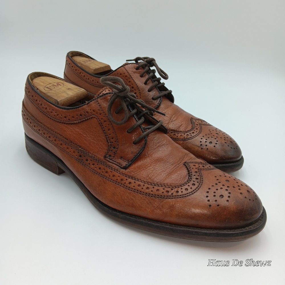 Johnston & Murphy Decatur 20-1356 Leather Wingtip Cognac Sz 11